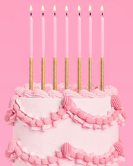 Pink + Gold Glitter Candles - 10 birthday candles