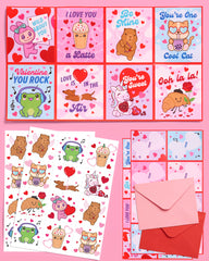Kawaii V-Day Card Set - 24 cards + tattoos