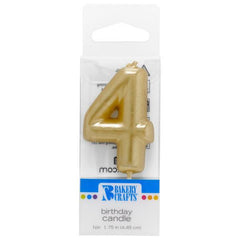 Gold Numeral Candles - #4 - Case of 6