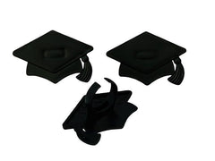 Graduation Cap Rings - Black - Set of 12