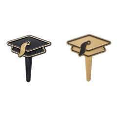 Grad Hat Black & Gold Picks - 12 ct.