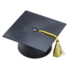 Grad Cap Black w/ Gold Tassel - Smooth