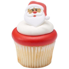 Santa Claus Cupcake Rings - 12ct