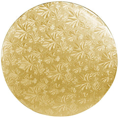 Cake Board - 10" Rd Gold Wrap - (Foldunder)