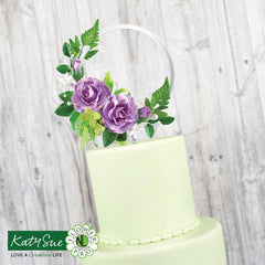 Easy Flower Hoop - Left - Mirror Silver Cake Topper - Flower Pro