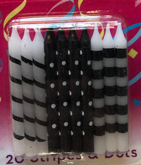 Black and White Stripes and Dot Candle