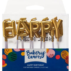 Gold Happy Birthday Candles