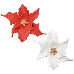 Poinsettia Gumpaste Flowers - White & Red - Single