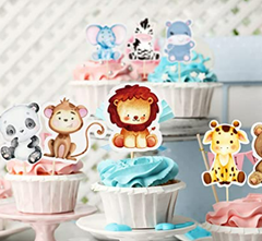 Safari Cupcake Toppers Baby Jungle Animals - 100 ct - Bulk