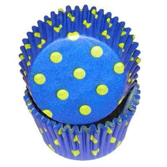 Baking Cups - Blue/Yellow Hot Dots - Appr. 50