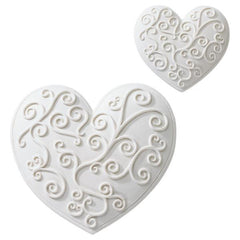 Fancy Hearts - White Gumpaste - 2" & 3" - Set of 2