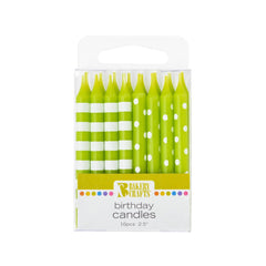Dots and Stripe Candle - Lime Green - 16ct.