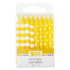Dots and Stripe Candle - Yellow - 16ct.