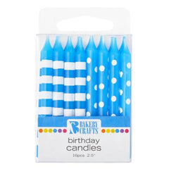 Dots and Stripe Candle - Blue - 16ct.