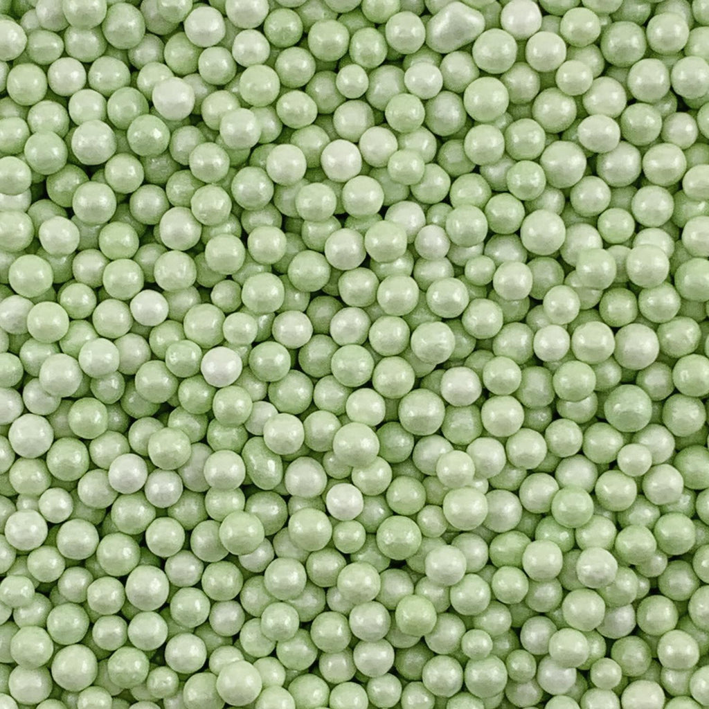 Edible Pearls - Green Sugar - Pearlized - 3-4 mm - 1lb - bulk