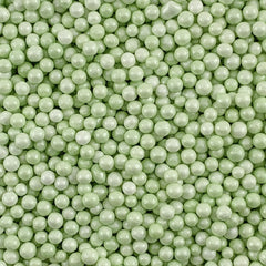 Edible Pearls - Green Sugar - Pearlized - 3mm to 4mm - 1oz.