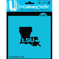 College Stencil - LSU with State Outline