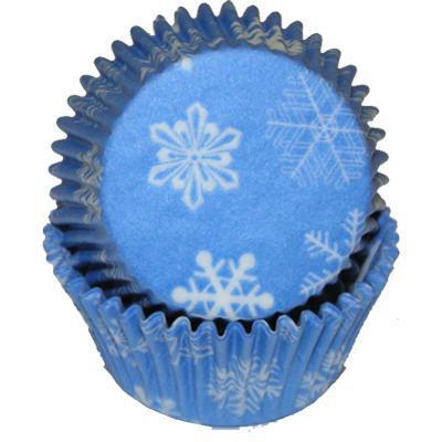 Baking Cups  - Blue with White Snowflakes - 50ct. approx
