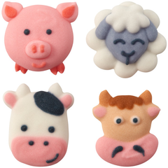 Barnyard Animals Royal Icing toppers - 4 ct