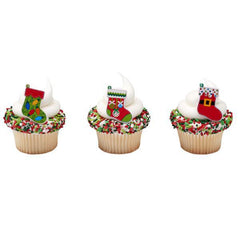 Festive Christmas Stocking Rings - 12 ct.