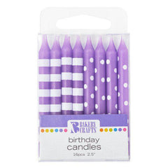 Dots and Stripe Candle - Purple - 16ct.