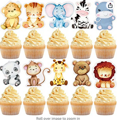 Safari Cupcake Toppers Baby Jungle Animals - 10 pc