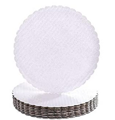 Cake Circle - 10" White Scallop Single