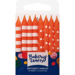Dots and Stripe Candle - Orange - 16ct.