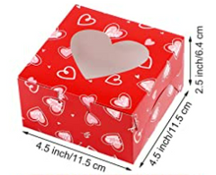 Valentine's Day Bakery Cookie Boxes with Heart Window Small