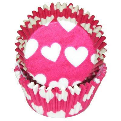 Baking Cups - Hot Pink with Hearts - 50ct
