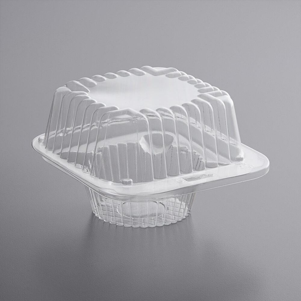 Plastic - 1 Cavity Flat Top Cupcake Container - Standard Size